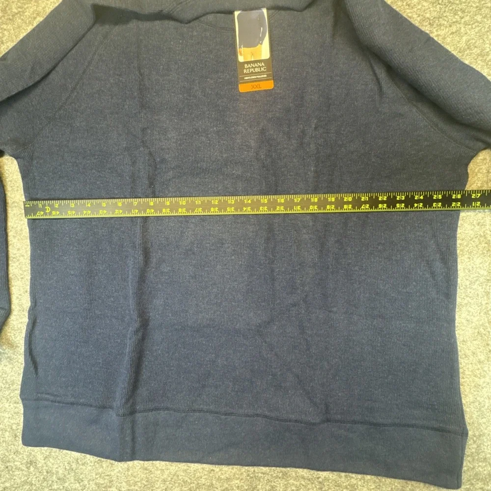 Banana Republic Mens Crew Pullover Navy Blue Raglan‎ Sweater XXL New